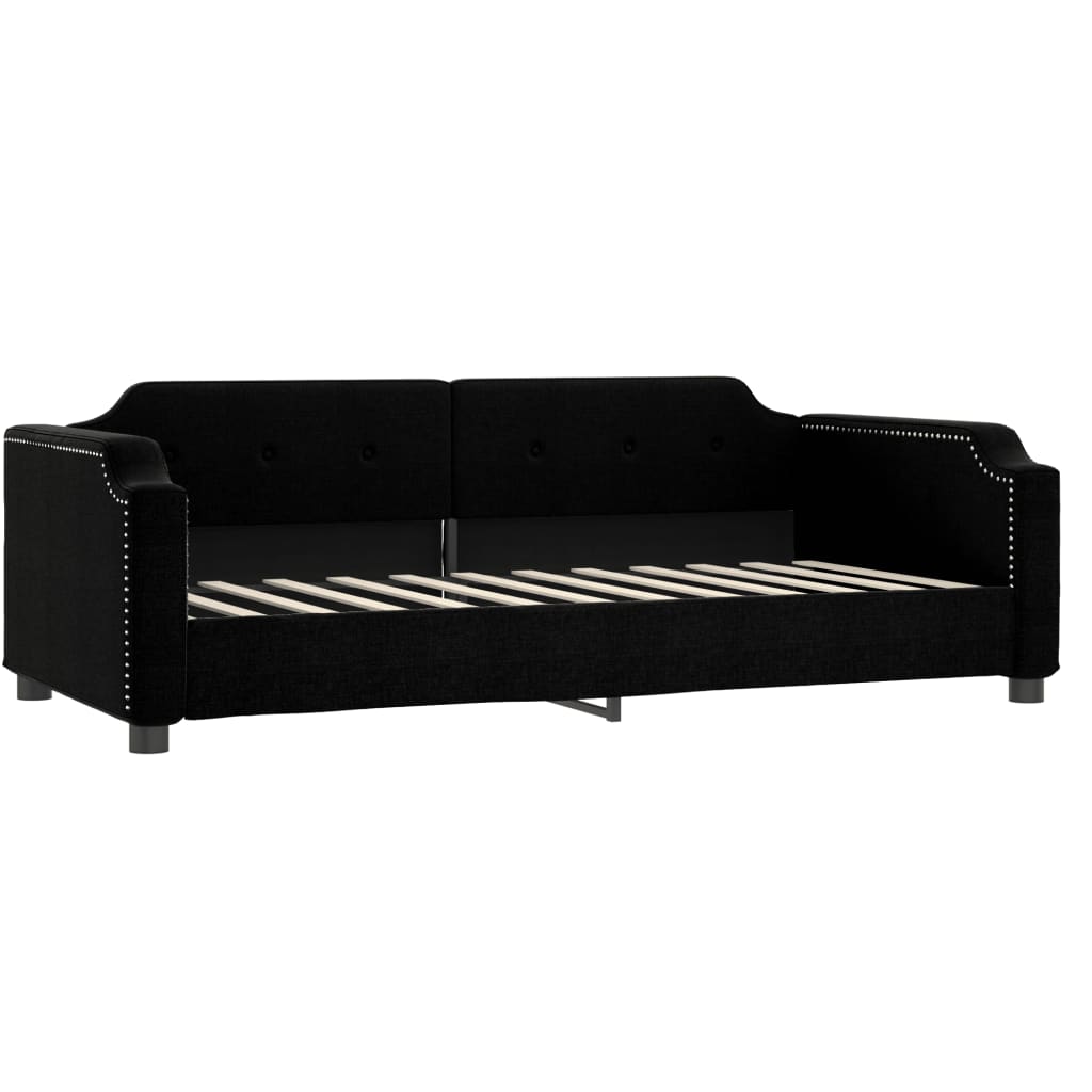 Dnevni krevet s madracem crni 90 x 200 cm od tkanine
