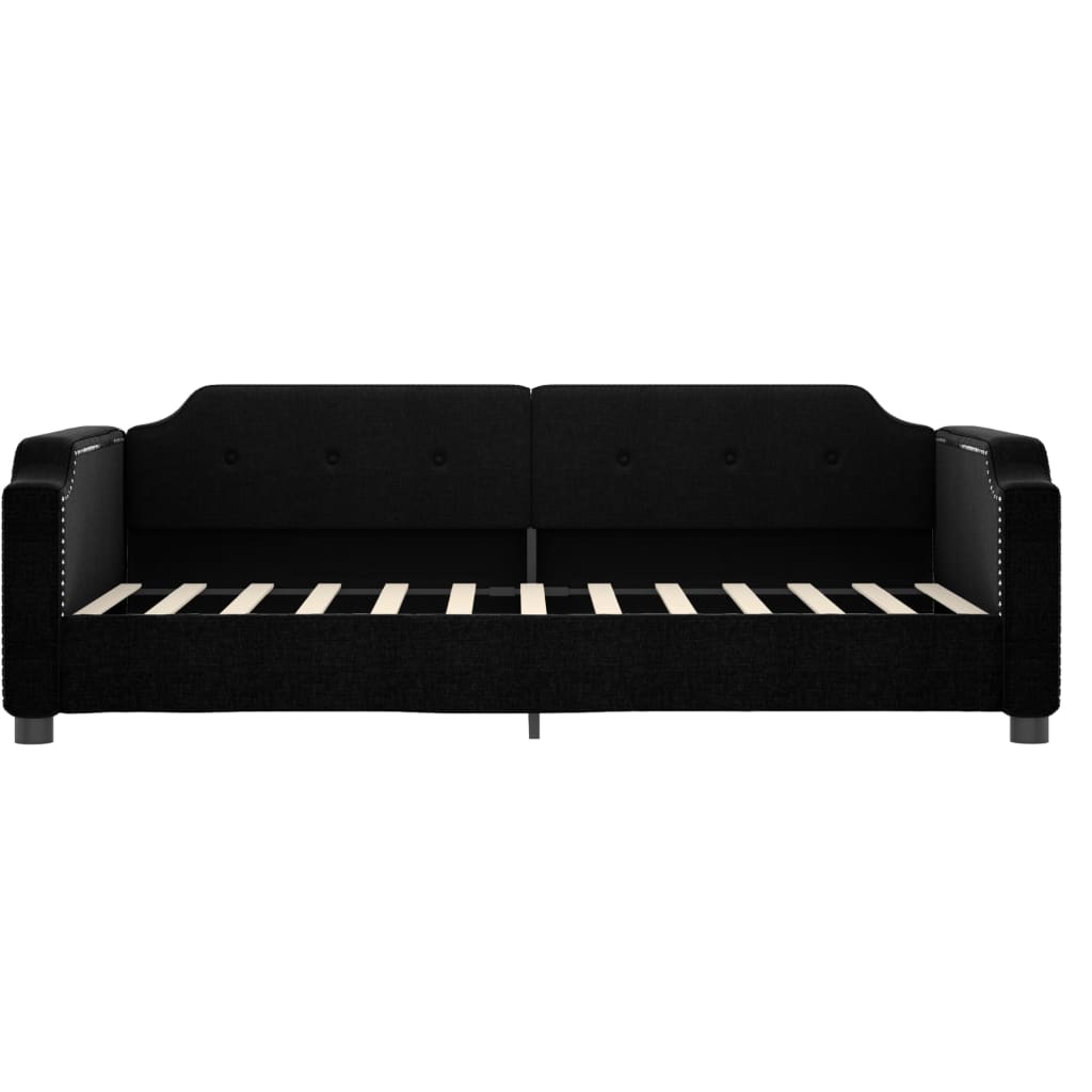 Dnevni krevet s madracem crni 90 x 200 cm od tkanine