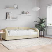 Dnevni krevet s madracem krem 90 x 200 cm od tkanine