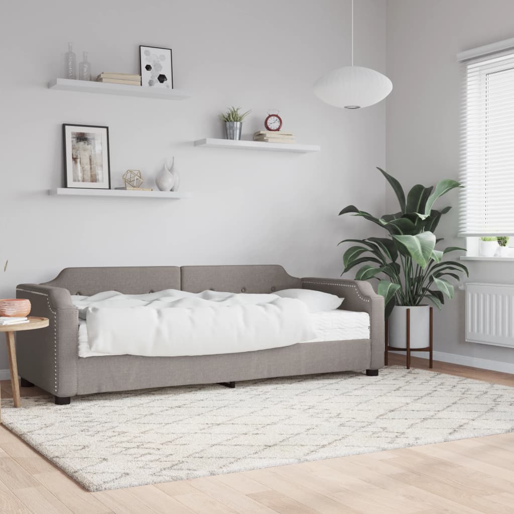 Dnevni krevet s madracem smeđesivi 100 x 200 cm od tkanine