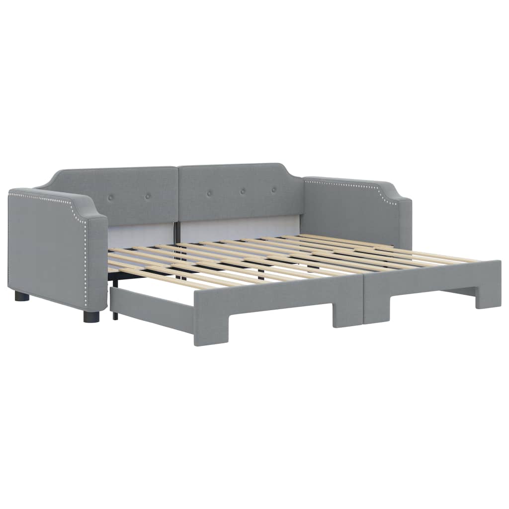 Dnevni krevet na razvlačenje svjetlosivi 80 x 200 cm od tkanine