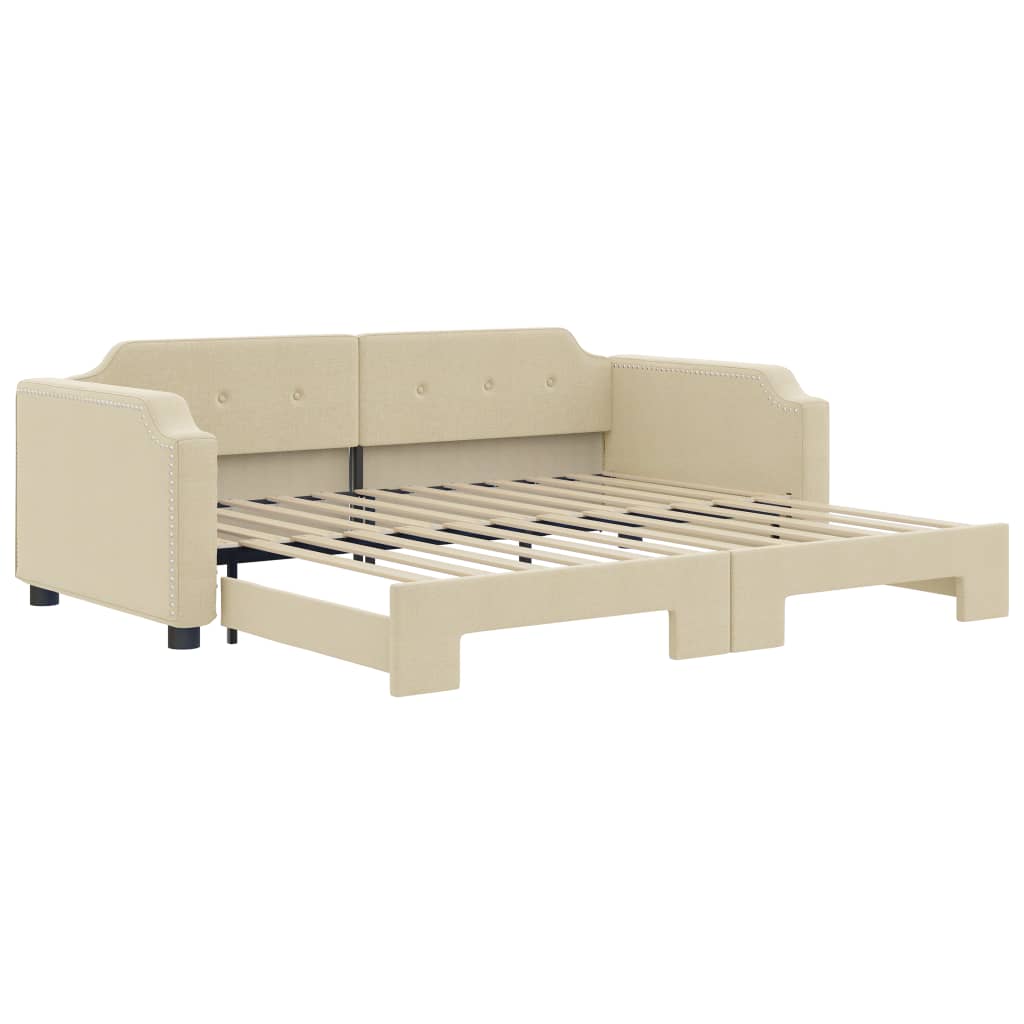 Dnevni krevet na razvlačenje krem 90 x 200 cm od tkanine