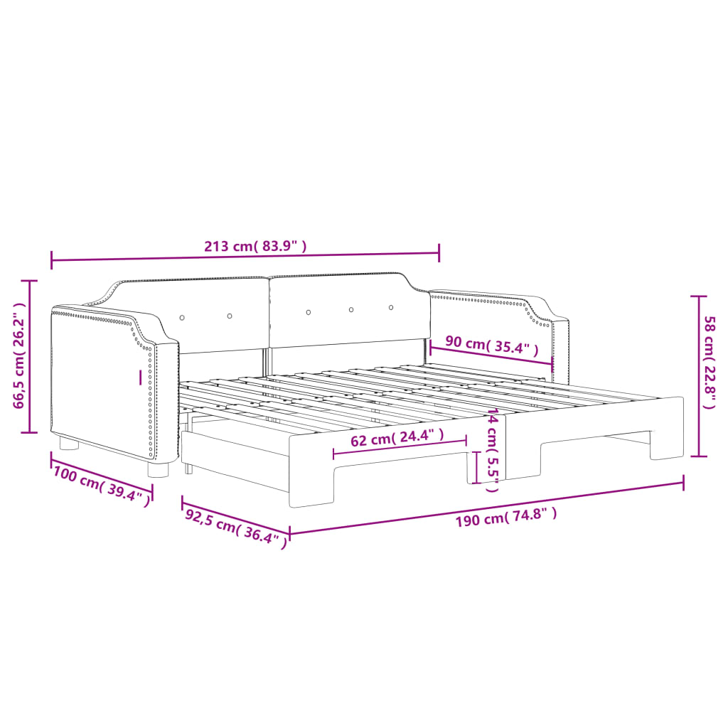 Dnevni krevet na razvlačenje svjetlosivi 90 x 190 cm od tkanine