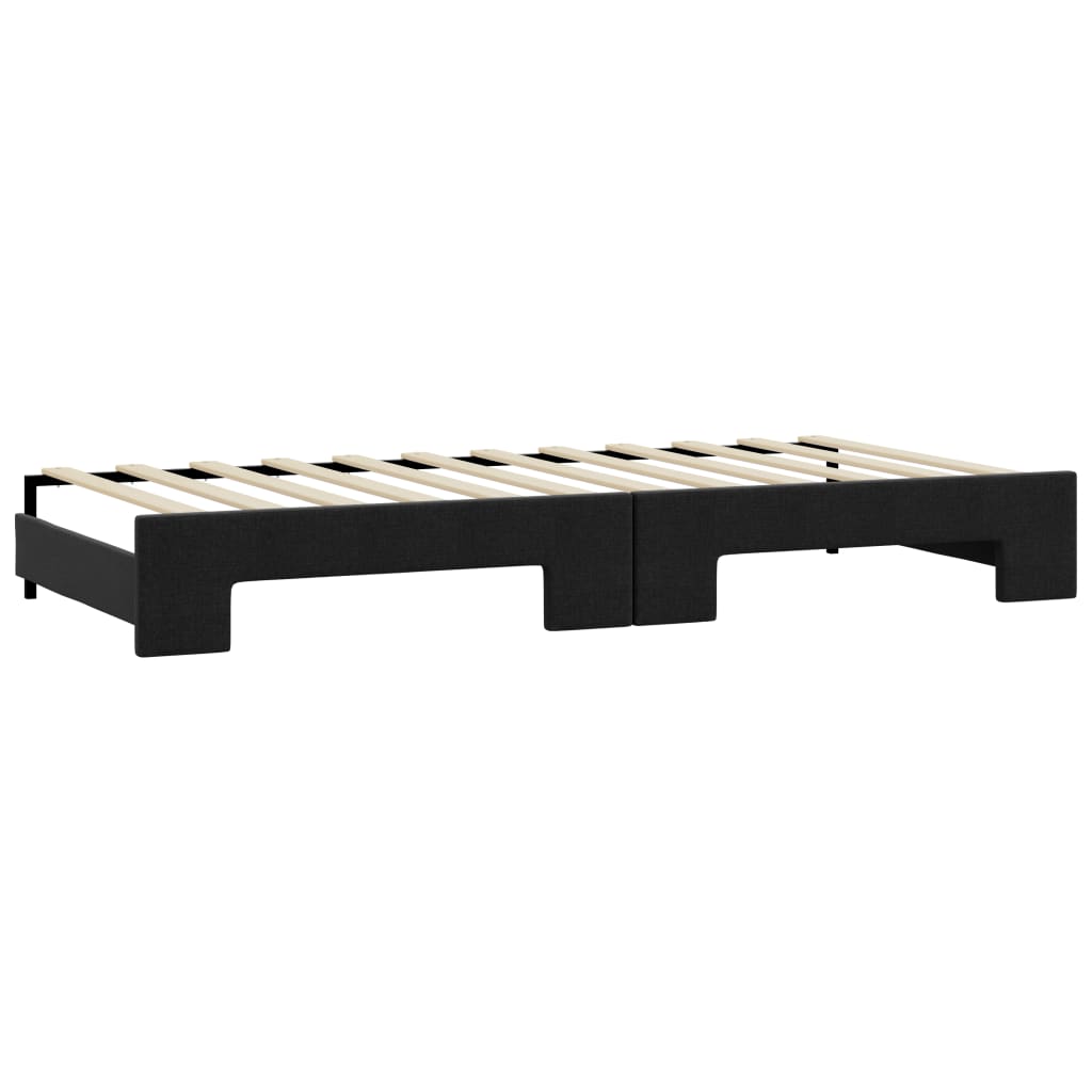 Dnevni krevet na razvlačenje s madracima crni 80x200 cm tkanina
