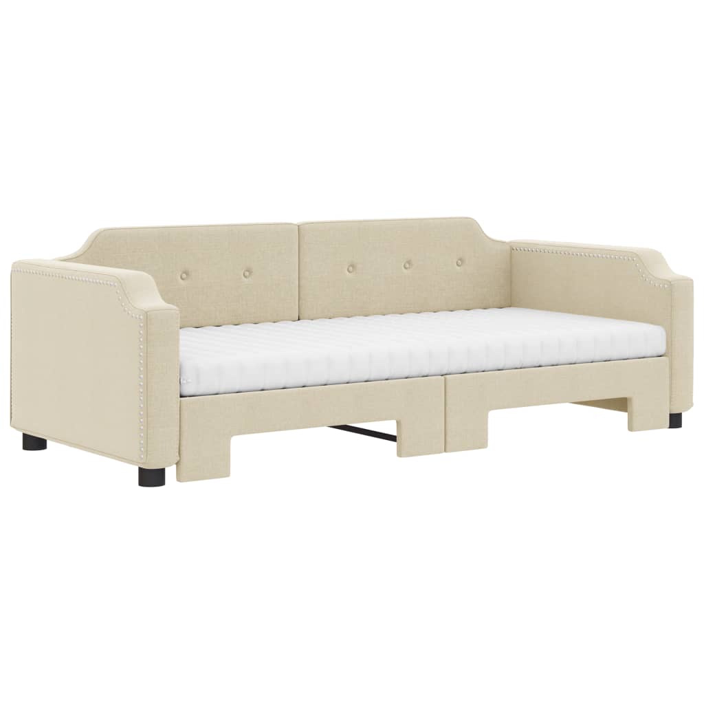 Dnevni krevet na razvlačenje krem 80 x 200 cm od tkanine