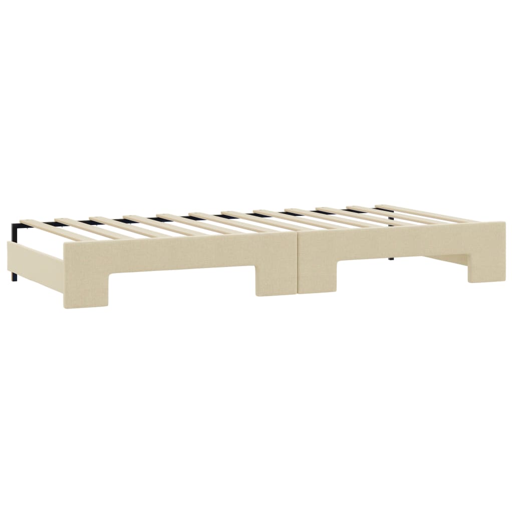 Dnevni krevet na razvlačenje s madracima krem 90x200 cm tkanina