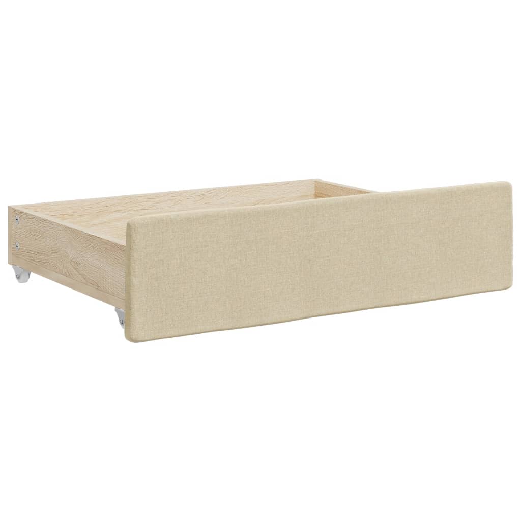 Dnevni krevet na razvlačenje s ladicama krem 80x200 cm tkanina
