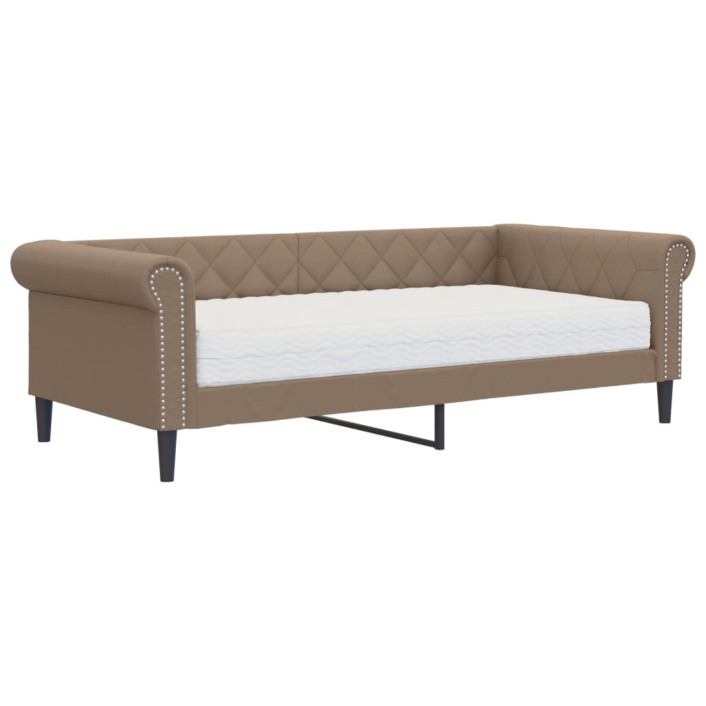 Dnevni krevet s madracem boja cappuccina 90x200 cm umjetna koža