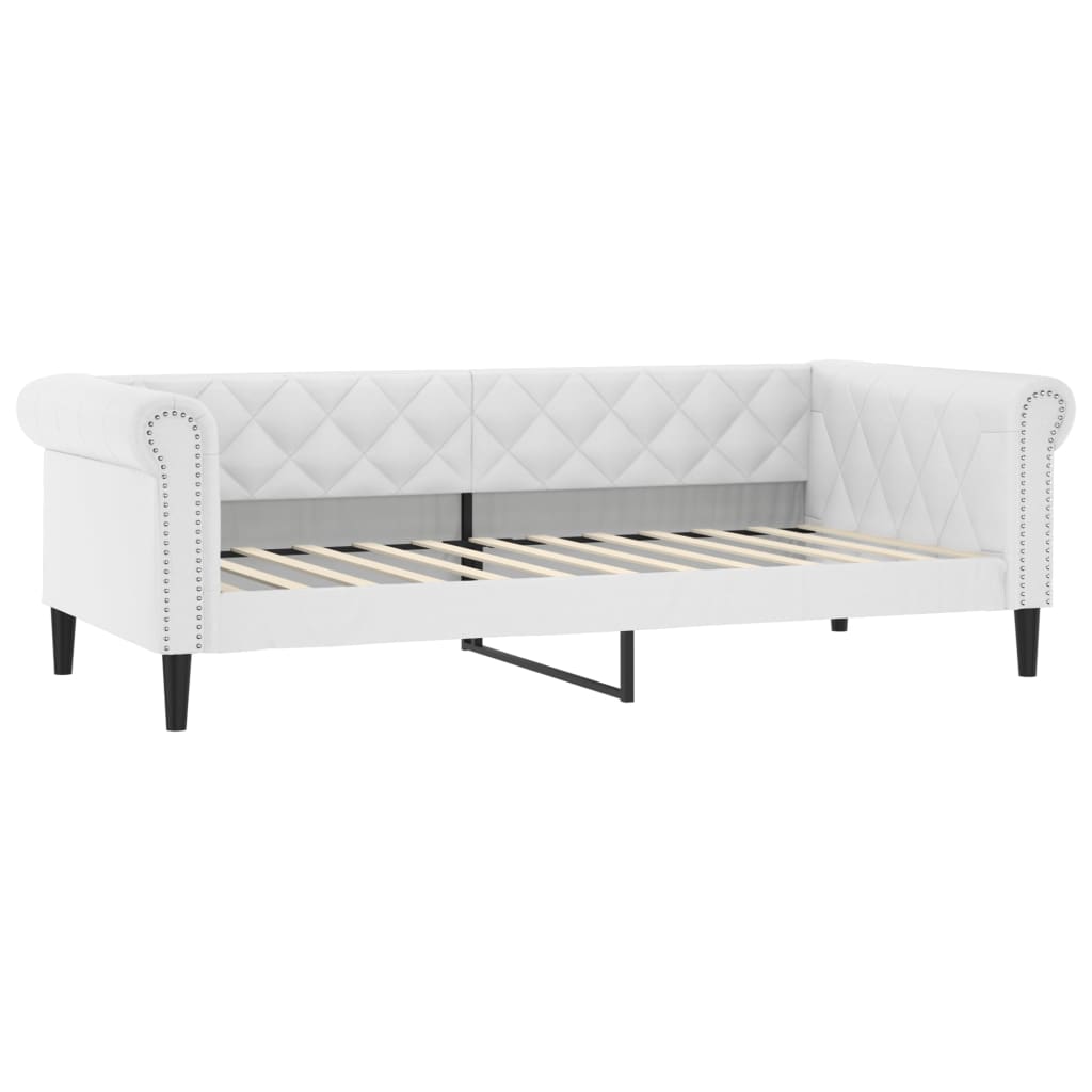 Dnevni krevet na razvlačenje bijeli 90 x 200 cm od umjetne kože