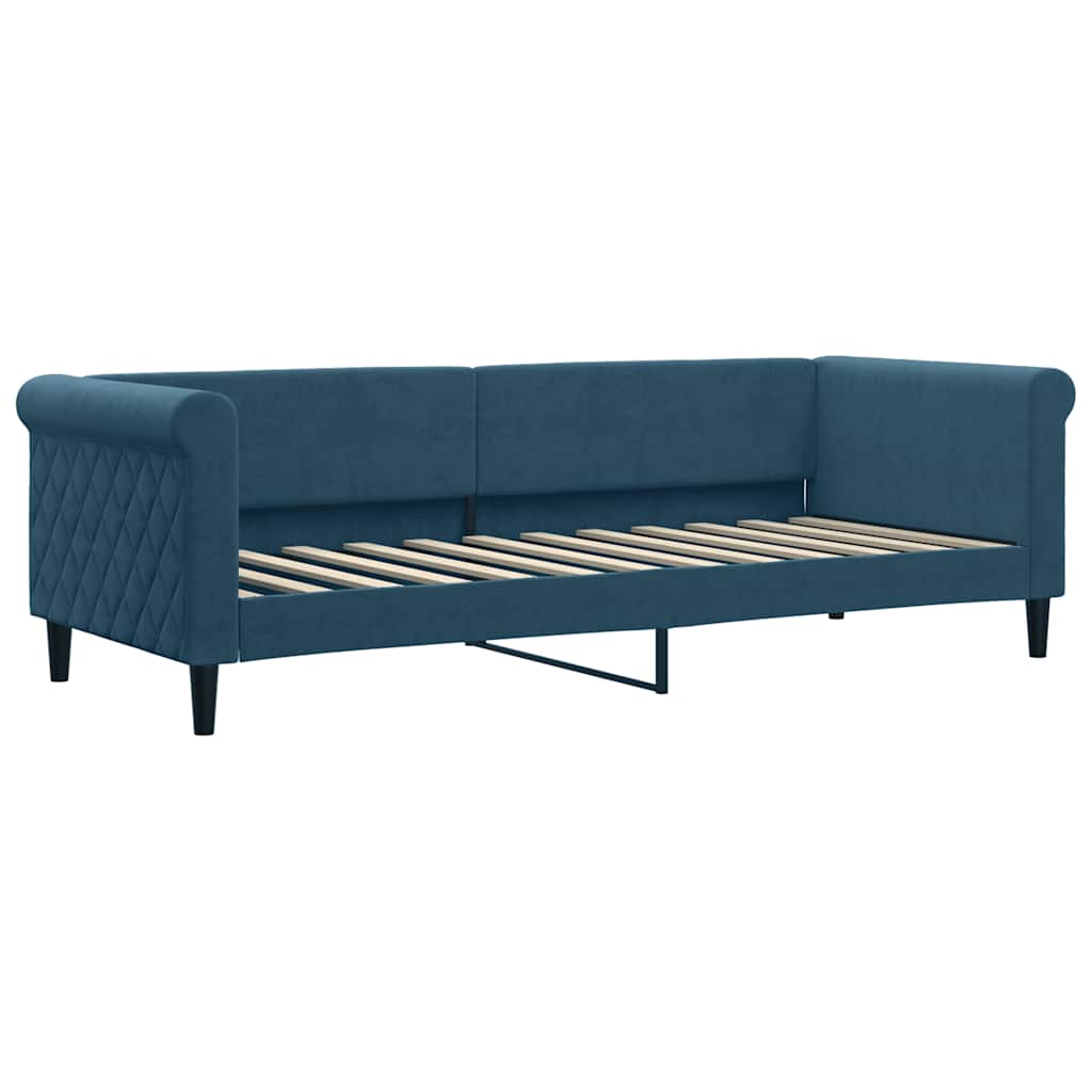 Dnevni krevet s madracem plavi 80 x 200 cm baršunasti