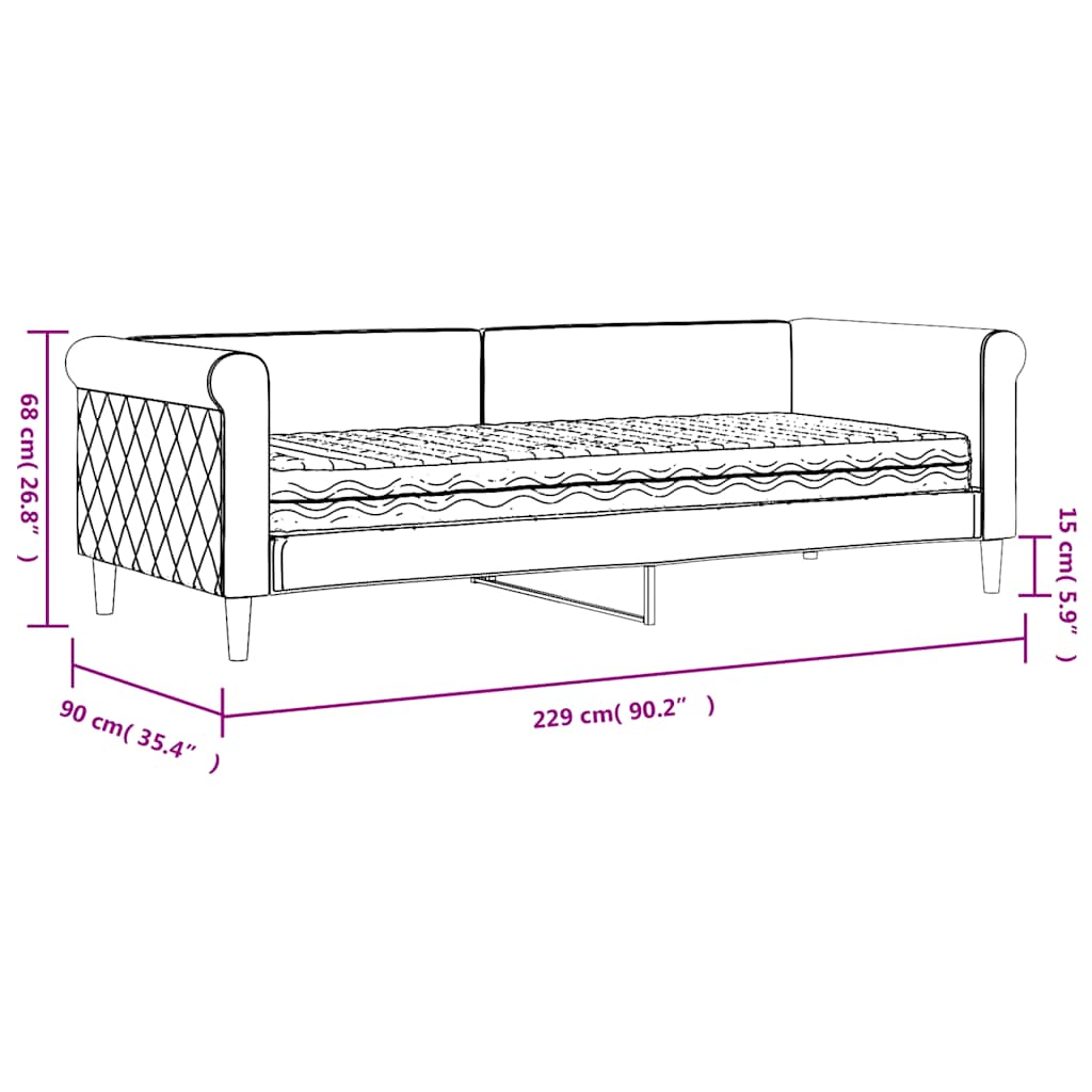 Dnevni krevet s madracem žuti 80 x 200 cm baršunasti
