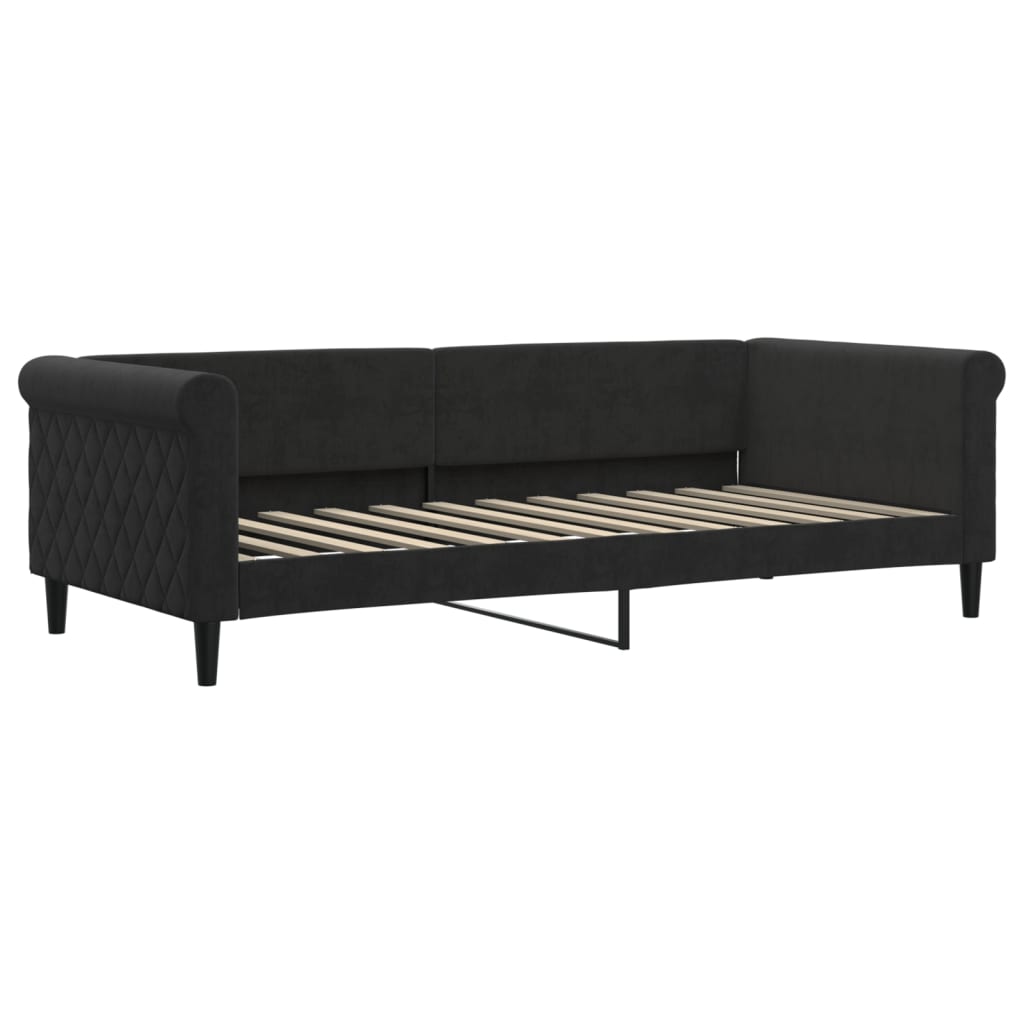Dnevni krevet s madracem crni 90 x 200 cm baršunasti