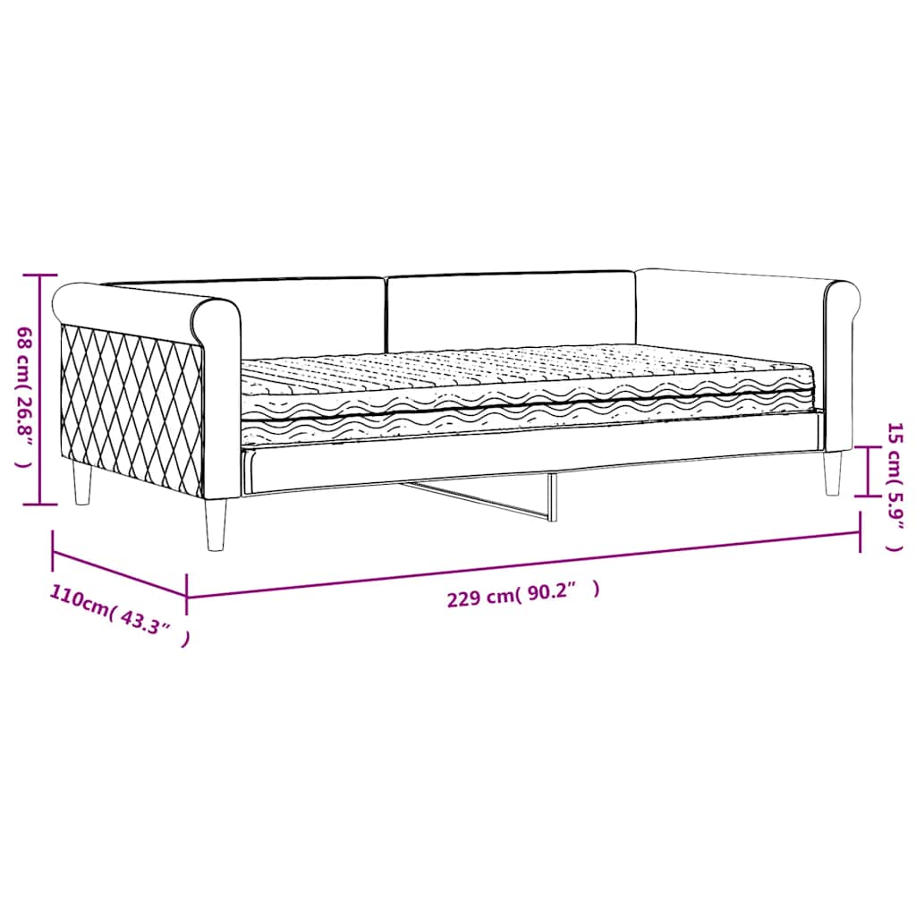 Dnevni krevet s madracem tamnozeleni 100 x 200 cm baršunasti