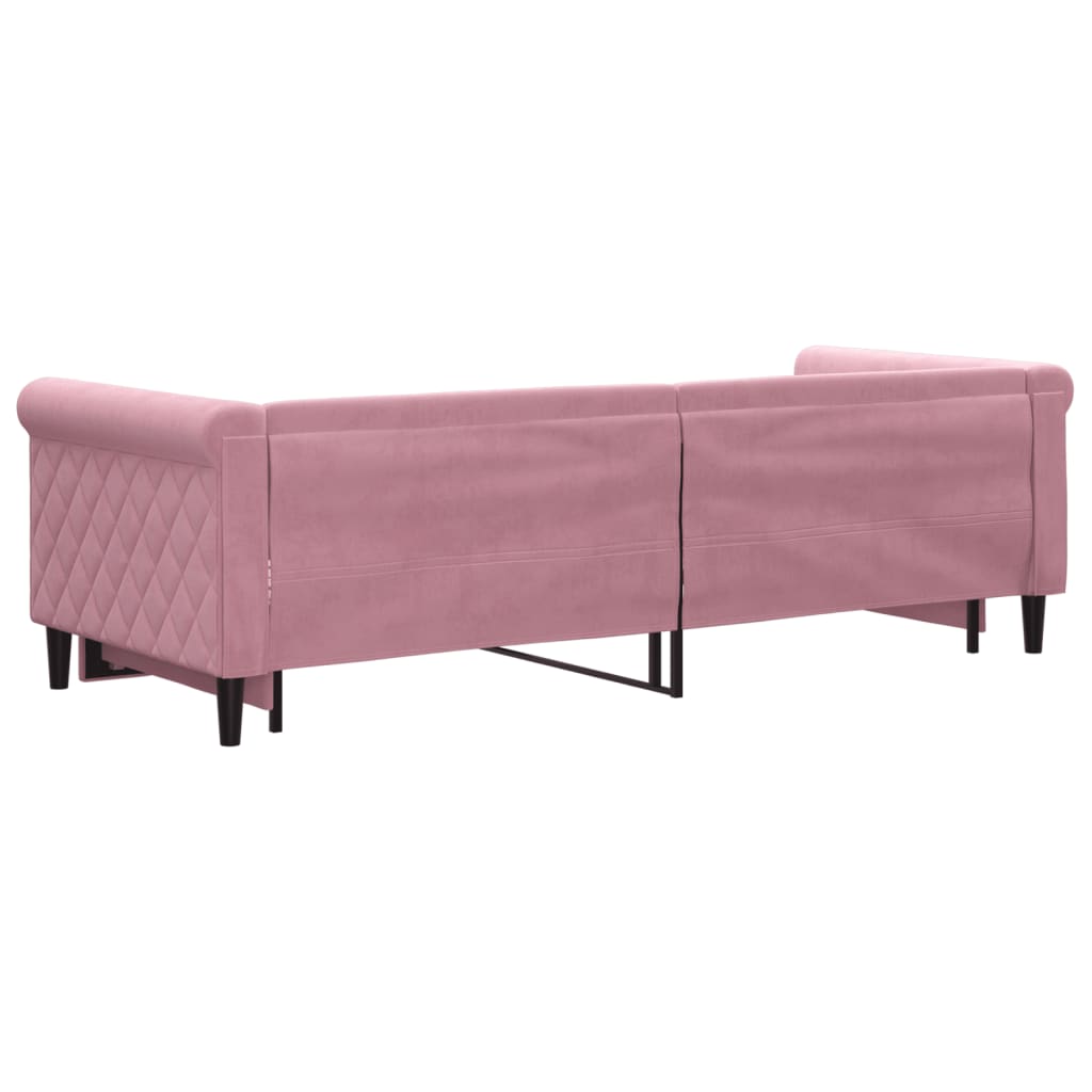 Dnevni krevet na razvlačenje ružičasti 80 x 200 cm baršunasti