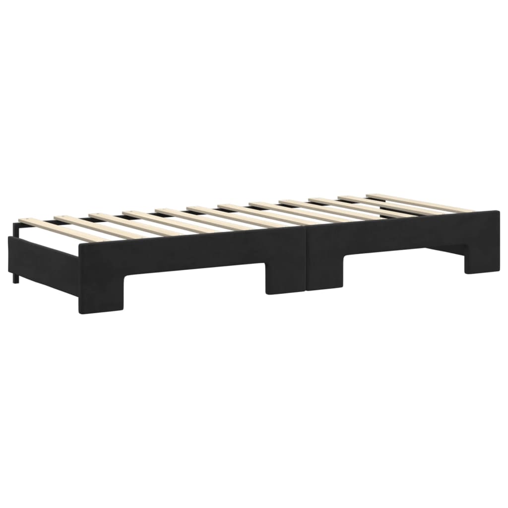 Dnevni krevet na razvlačenje crni 80 x 200 cm baršunasti