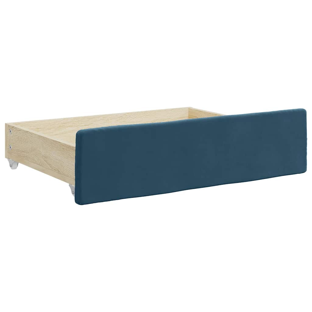 Dnevni krevet na razvlačenje s ladicama plavi 100x200 cm baršun