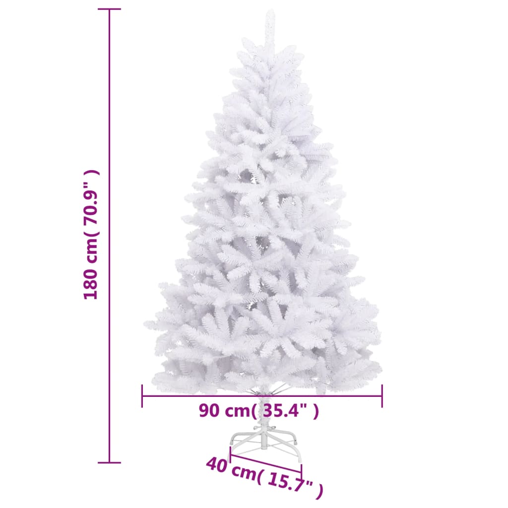 Umjetno božićno drvce sa šarkama i stalkom bijelo 180 cm