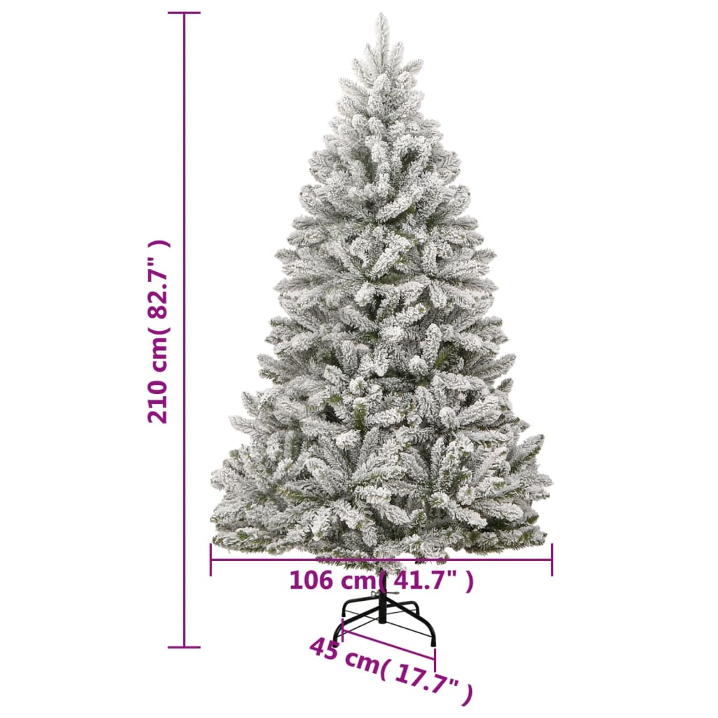 Umjetno božićno drvce sa šarkama i snijegom 210 cm