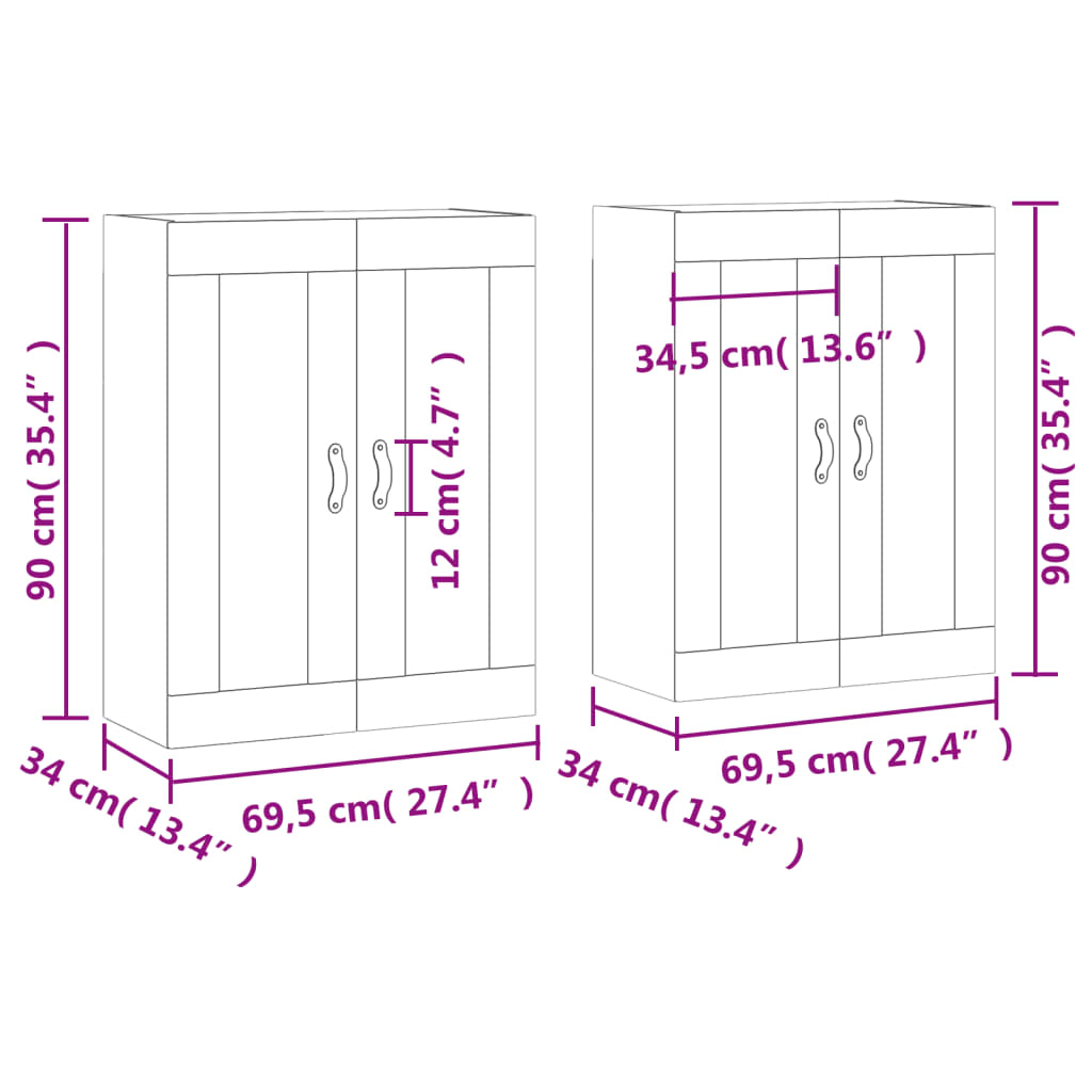 Zidni ormarići 2 kom boja hrasta sonome od konstruiranog drva