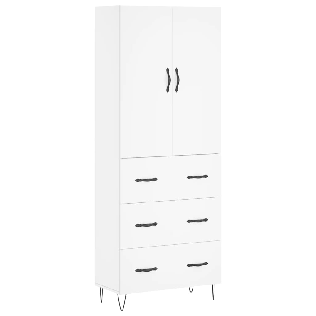 Visoka komoda bijela 69,5x34x180 cm konstruirano drvo