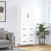 Visoka komoda bijela 69,5x34x180 cm konstruirano drvo