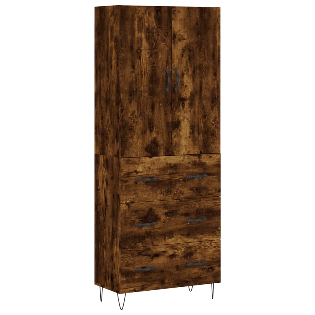 Visoka komoda dimljeni hrast 69,5x34x180 cm konstruiranog drva