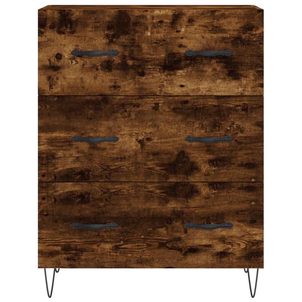 Visoka komoda dimljeni hrast 69,5x34x180 cm konstruiranog drva