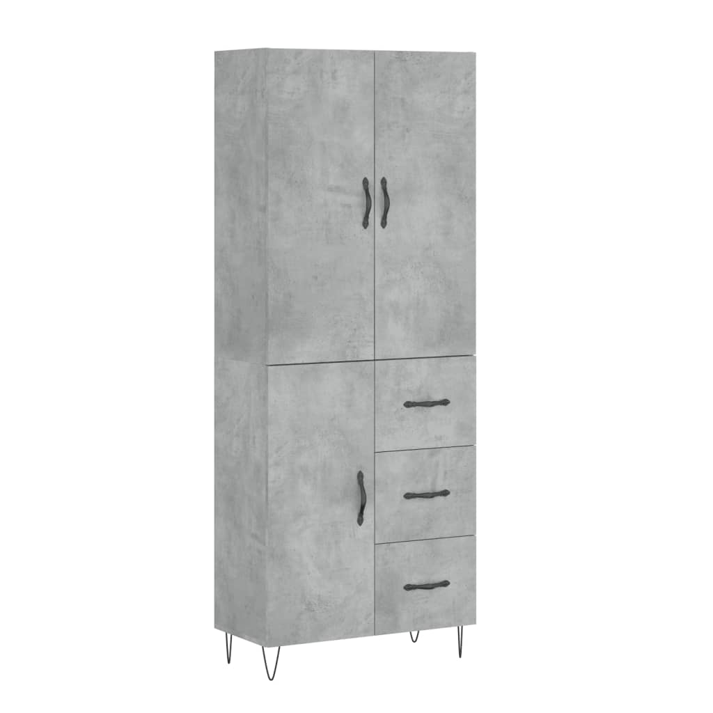 Visoka komoda siva betona 69,5x34x180 cm od konstruiranog drva