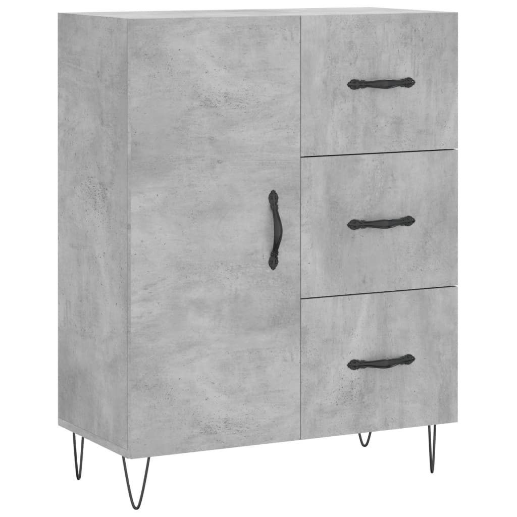 Visoka komoda siva betona 69,5x34x180 cm od konstruiranog drva