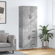 Visoka komoda siva betona 69,5x34x180 cm od konstruiranog drva
