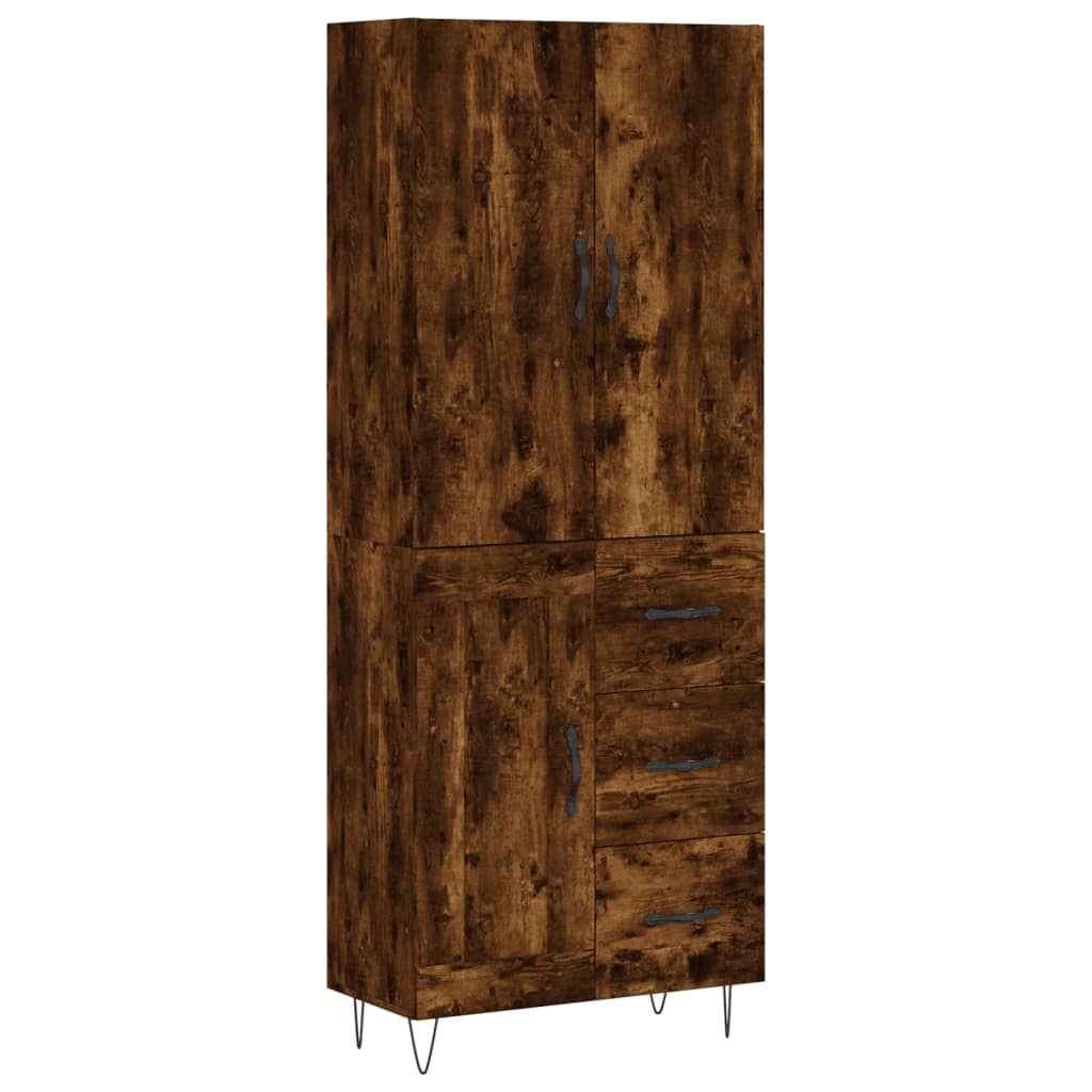Visoka komoda dimljeni hrast 69,5x34x180 cm konstruiranog drva