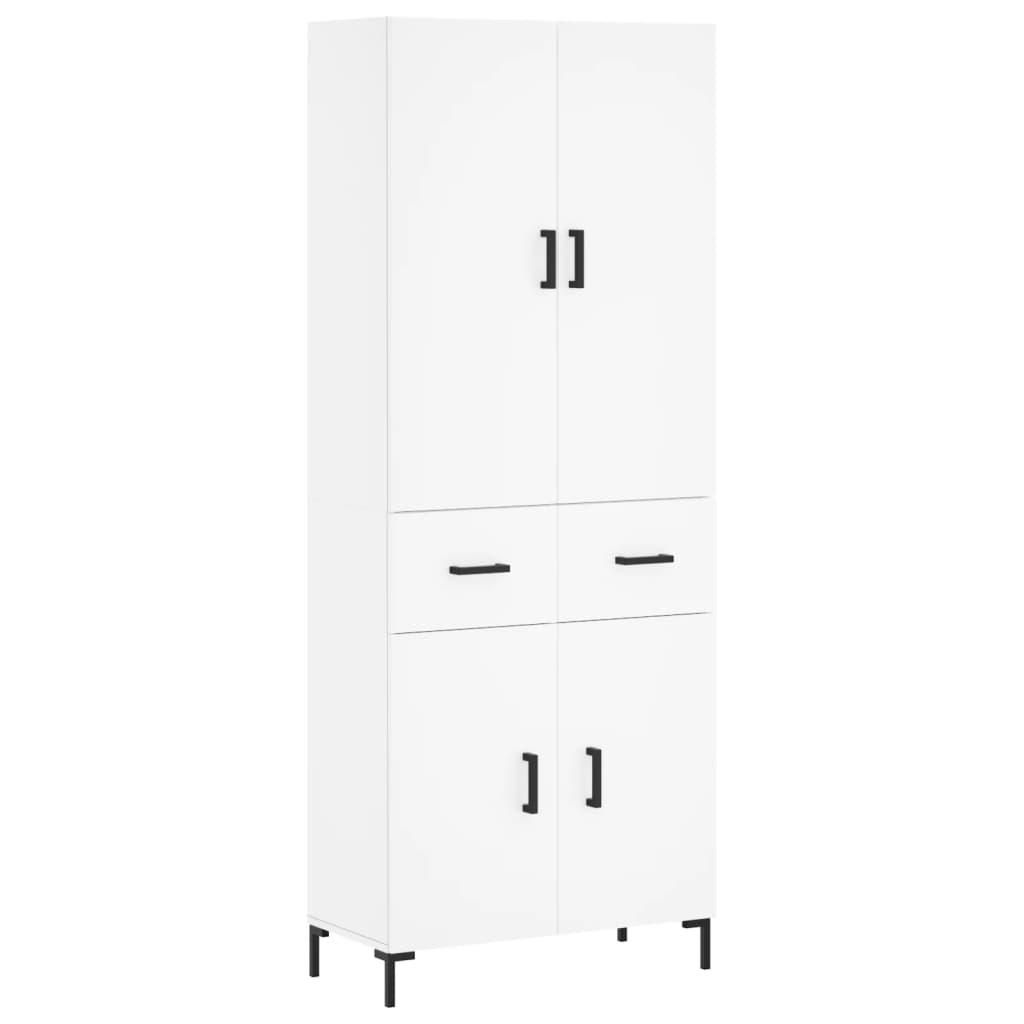Visoka komoda bijela 69,5x34x180 cm konstruirano drvo