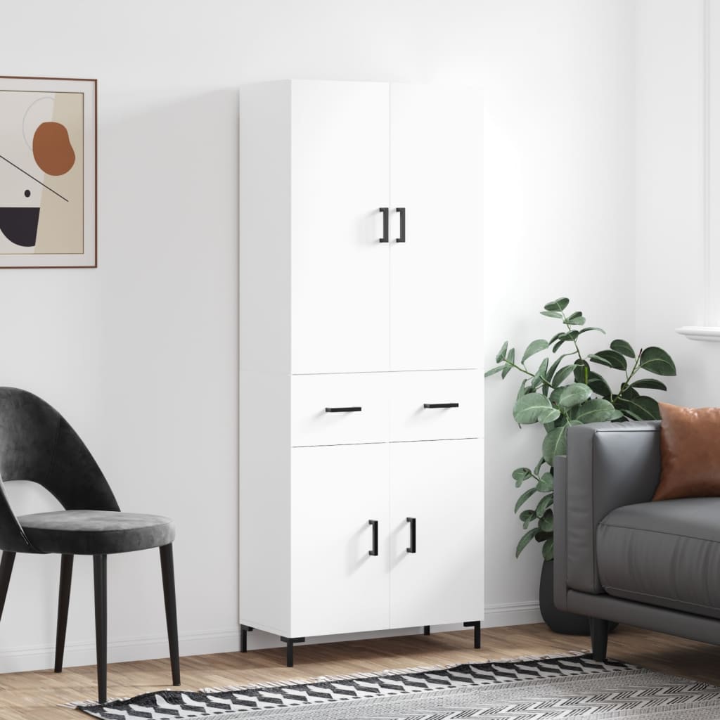 Visoka komoda bijela 69,5x34x180 cm konstruirano drvo