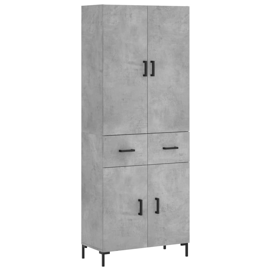 Visoka komoda siva betona 69,5x34x180 cm od konstruiranog drva