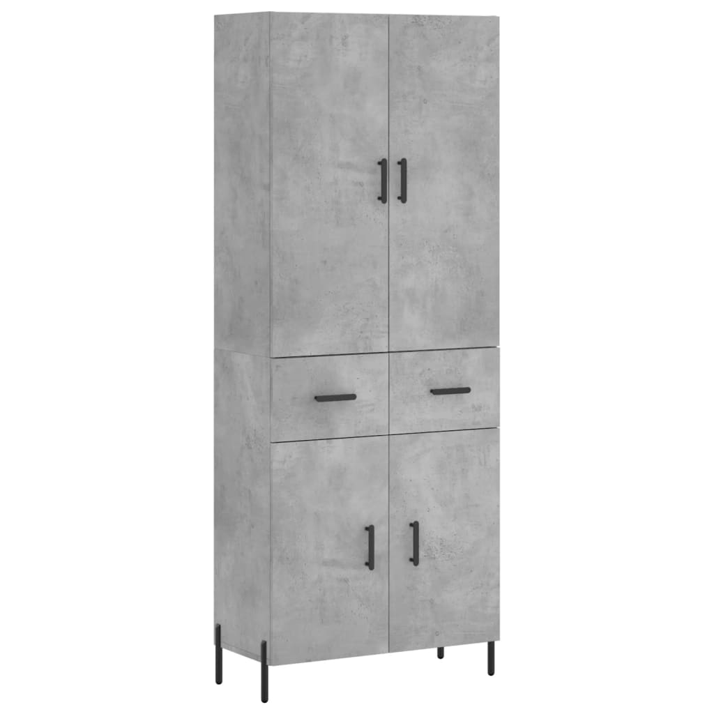 Visoka komoda siva betona 69,5x34x180 cm od konstruiranog drva