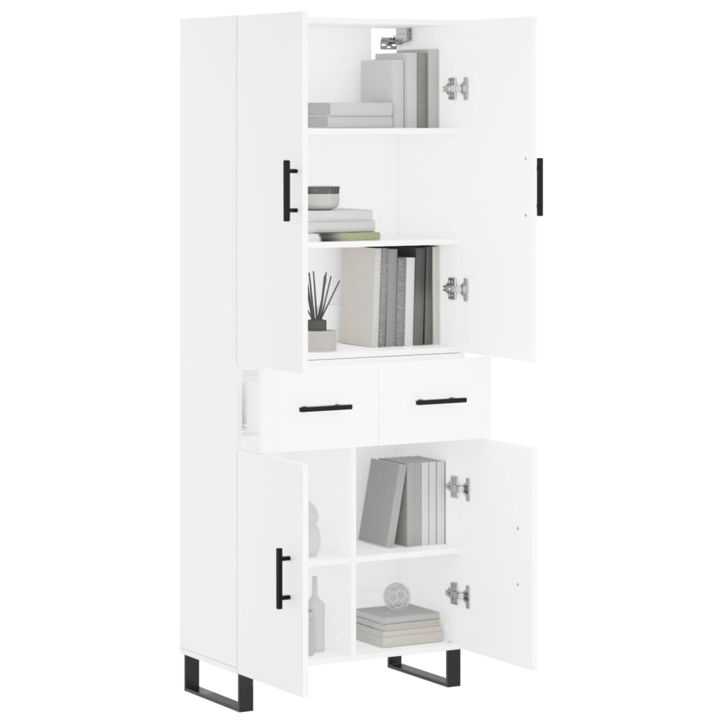Visoka komoda bijela 69,5x34x180 cm konstruirano drvo