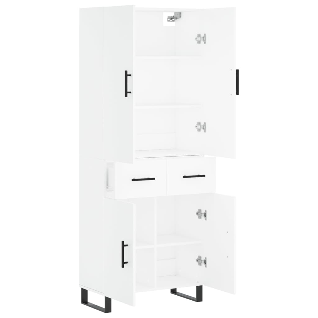 Visoka komoda bijela 69,5x34x180 cm konstruirano drvo