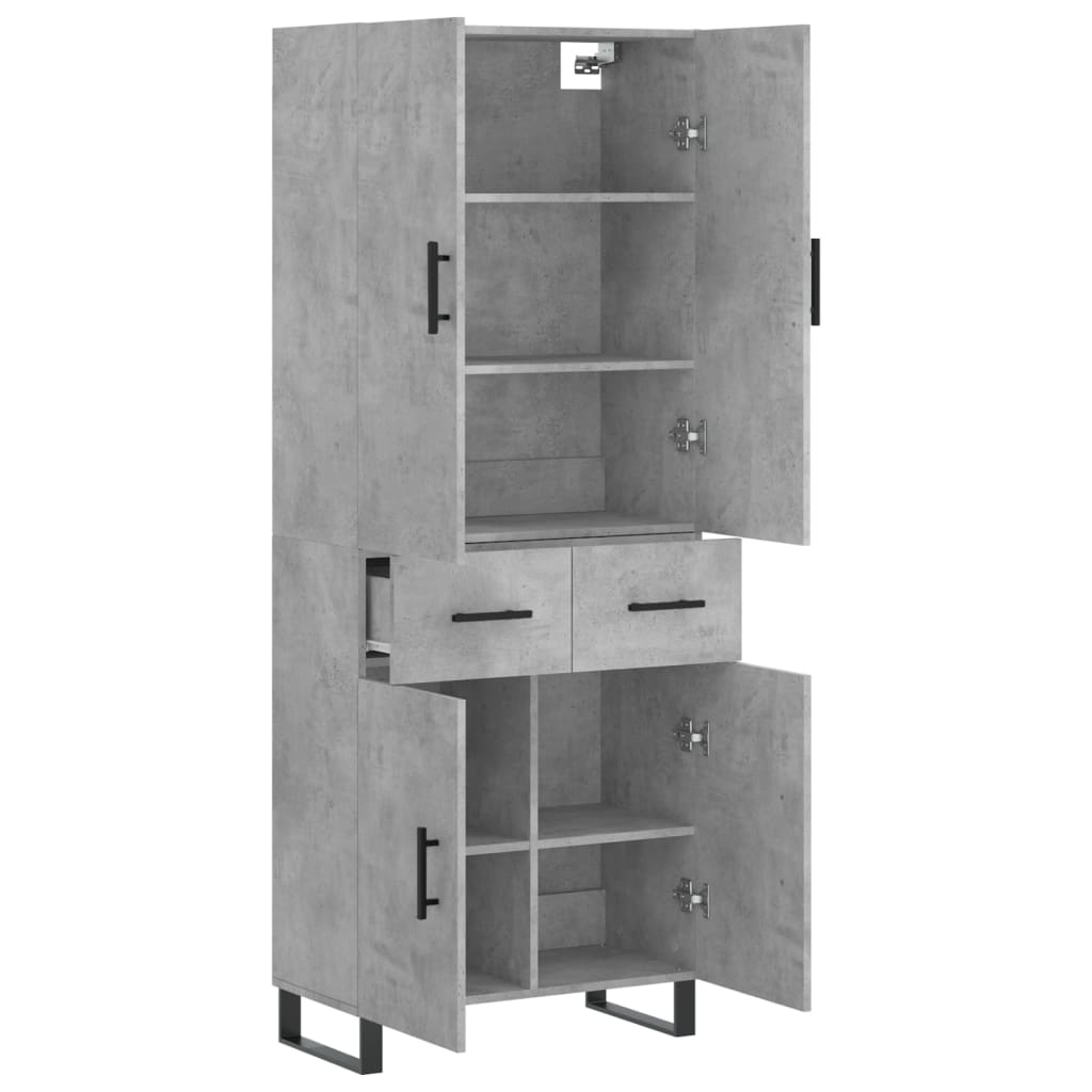 Visoka komoda siva betona 69,5x34x180 cm od konstruiranog drva