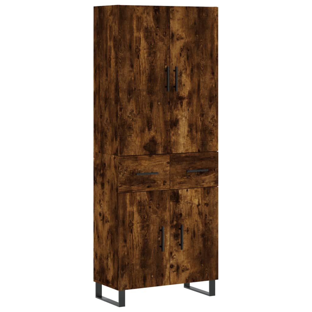 Visoka komoda dimljeni hrast 69,5x34x180 cm konstruiranog drva