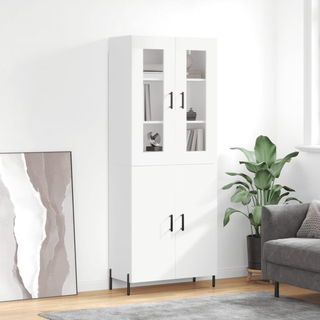 Visoka komoda bijela 69,5x34x180 cm konstruirano drvo
