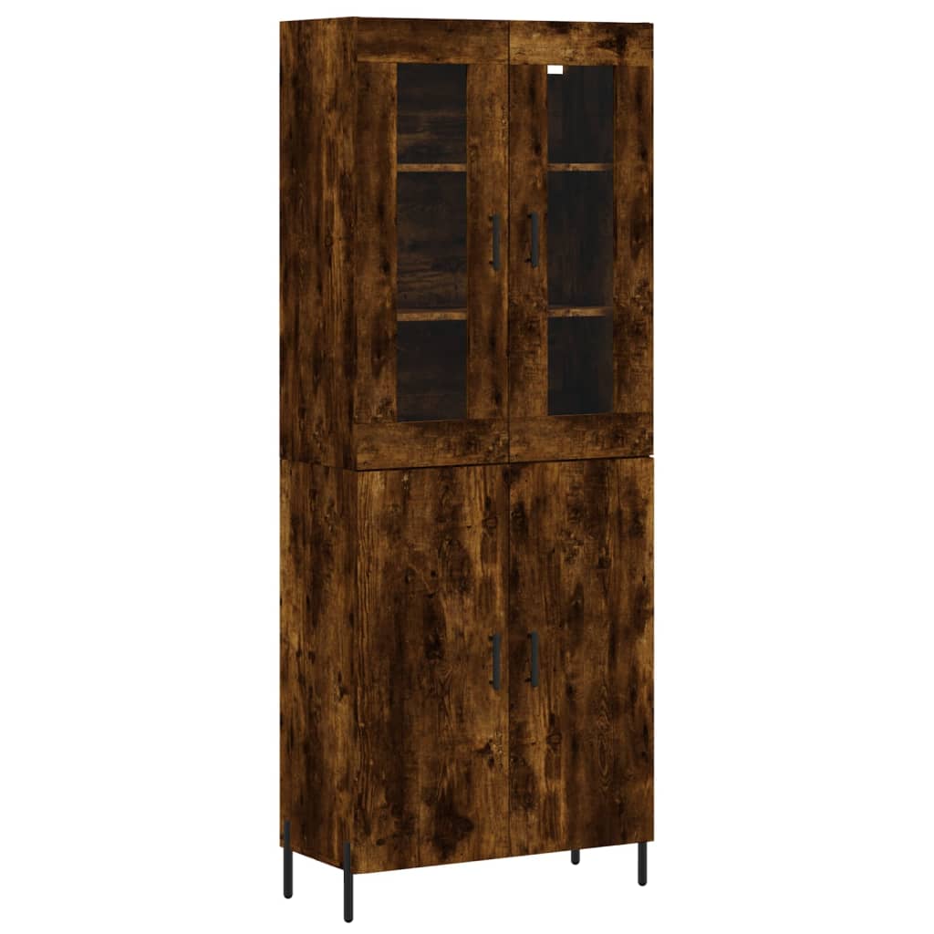 Visoka komoda dimljeni hrast 69,5x34x180 cm konstruiranog drva