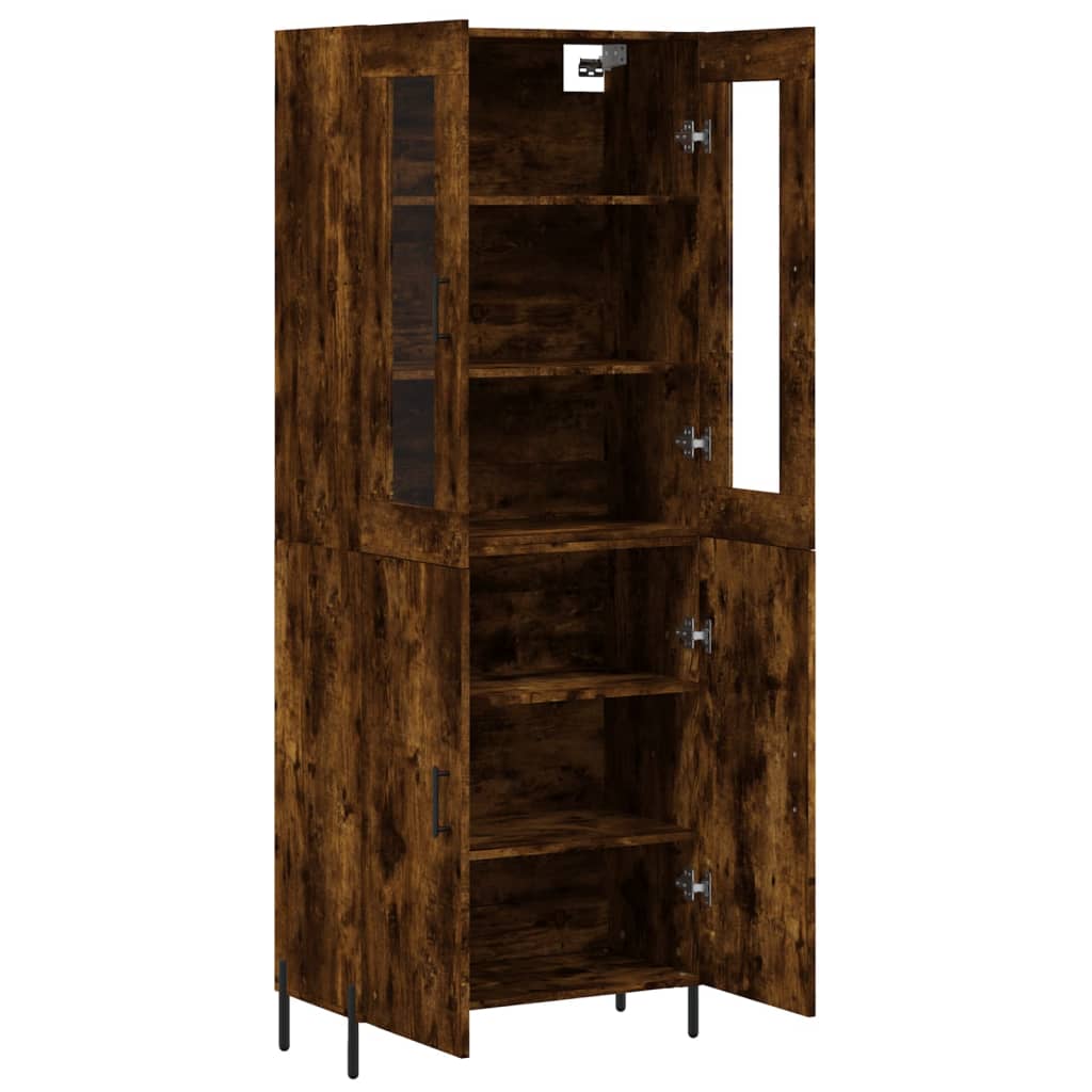 Visoka komoda dimljeni hrast 69,5x34x180 cm konstruiranog drva