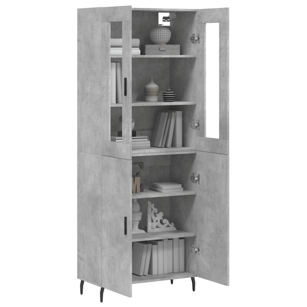 Visoka komoda siva betona 69,5x34x180 cm od konstruiranog drva