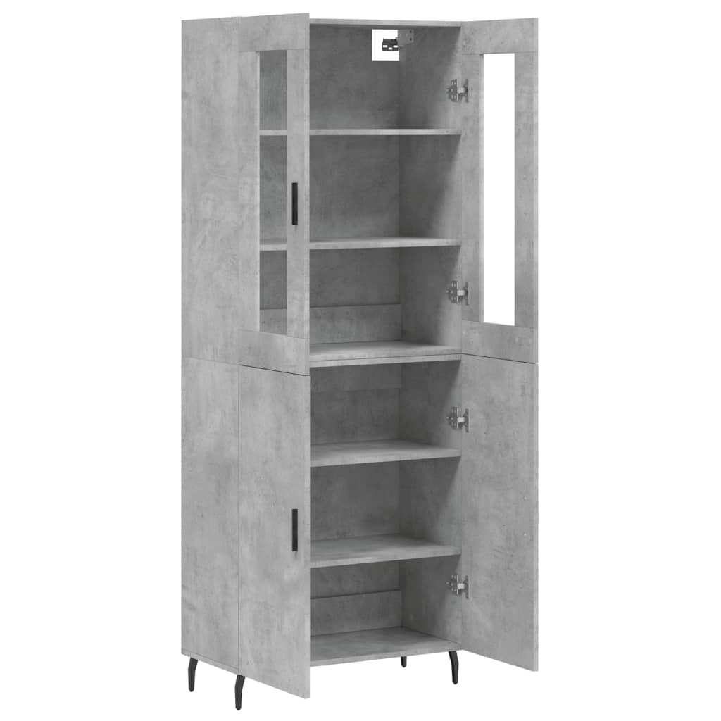 Visoka komoda siva betona 69,5x34x180 cm od konstruiranog drva