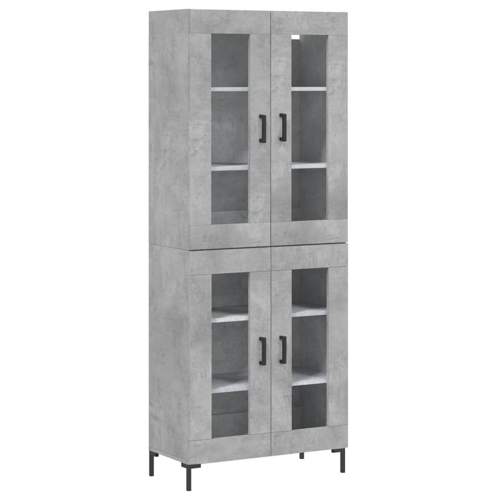 Visoka komoda siva betona 69,5x34x180 cm od konstruiranog drva
