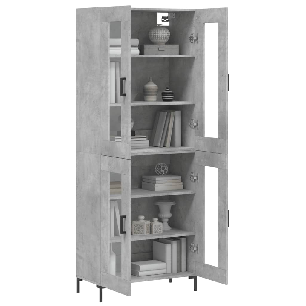 Visoka komoda siva betona 69,5x34x180 cm od konstruiranog drva