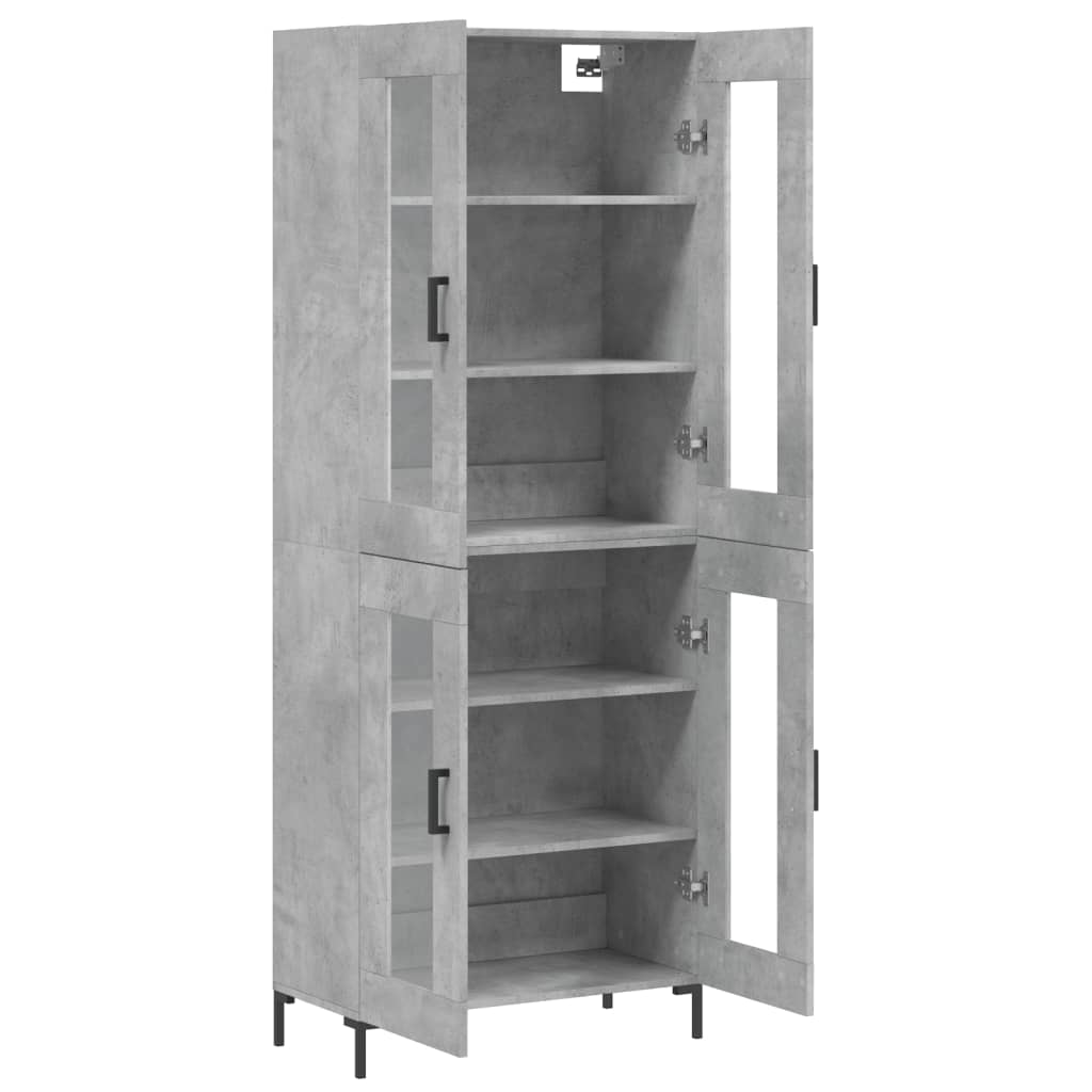 Visoka komoda siva betona 69,5x34x180 cm od konstruiranog drva