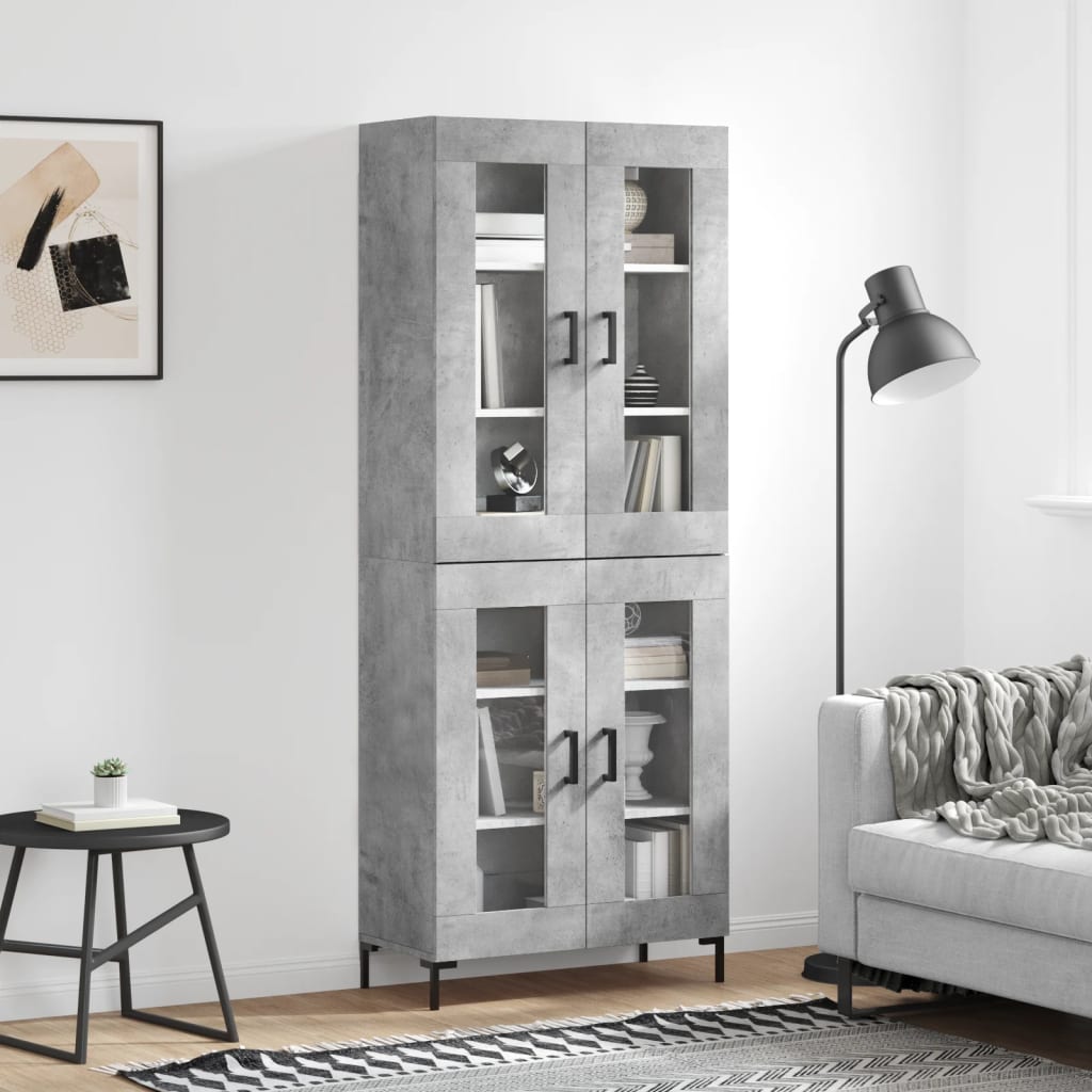 Visoka komoda siva betona 69,5x34x180 cm od konstruiranog drva