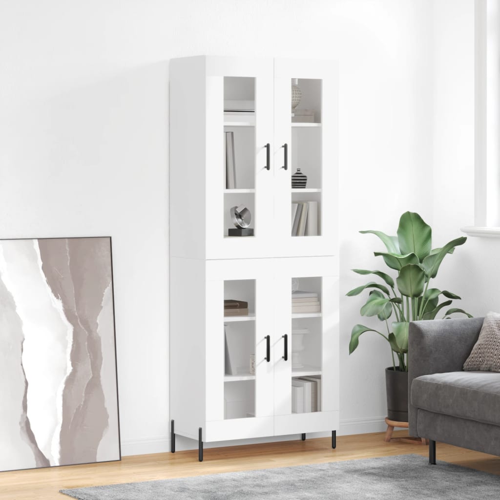 Visoka komoda bijela 69,5x34x180 cm konstruirano drvo