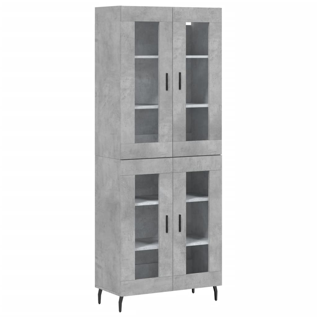 Visoka komoda siva betona 69,5x34x180 cm od konstruiranog drva